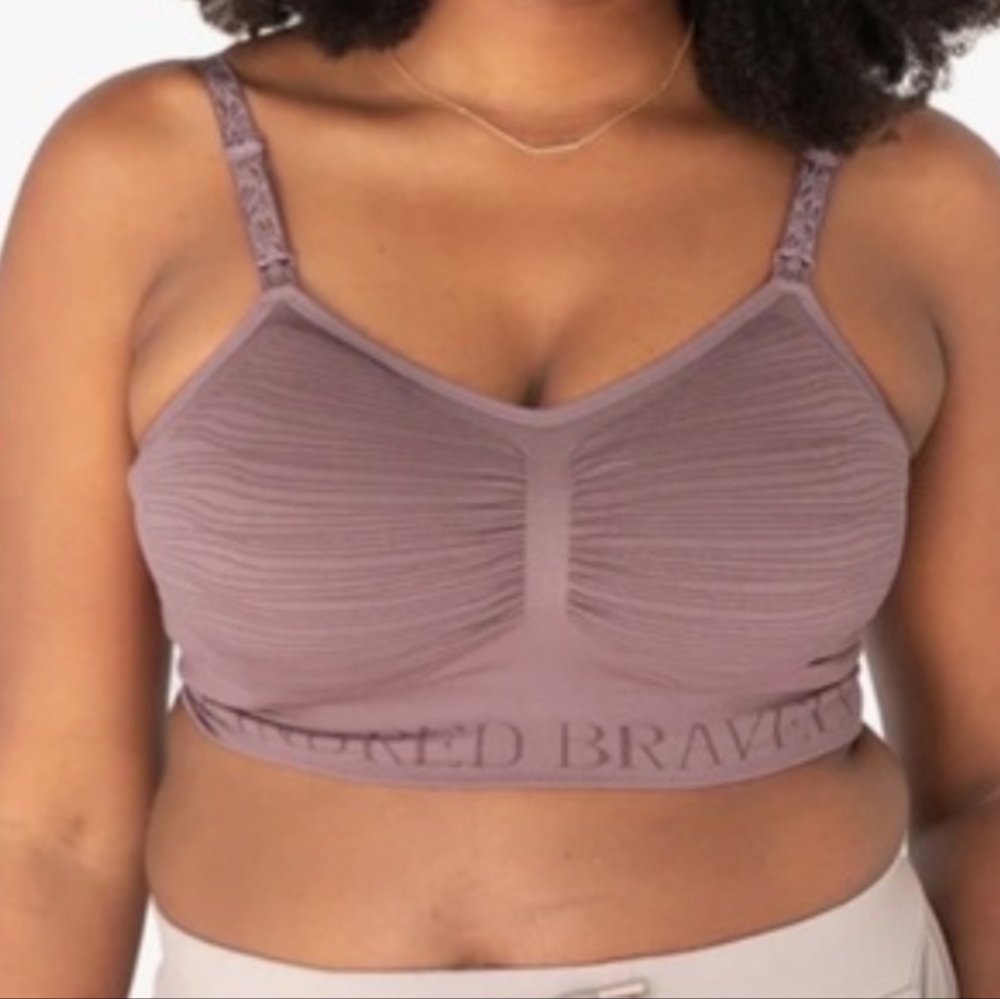 Kindred Bravely Twilight Dusty Mauve Brown Nursing Sports Bra Size L *GUC-notes